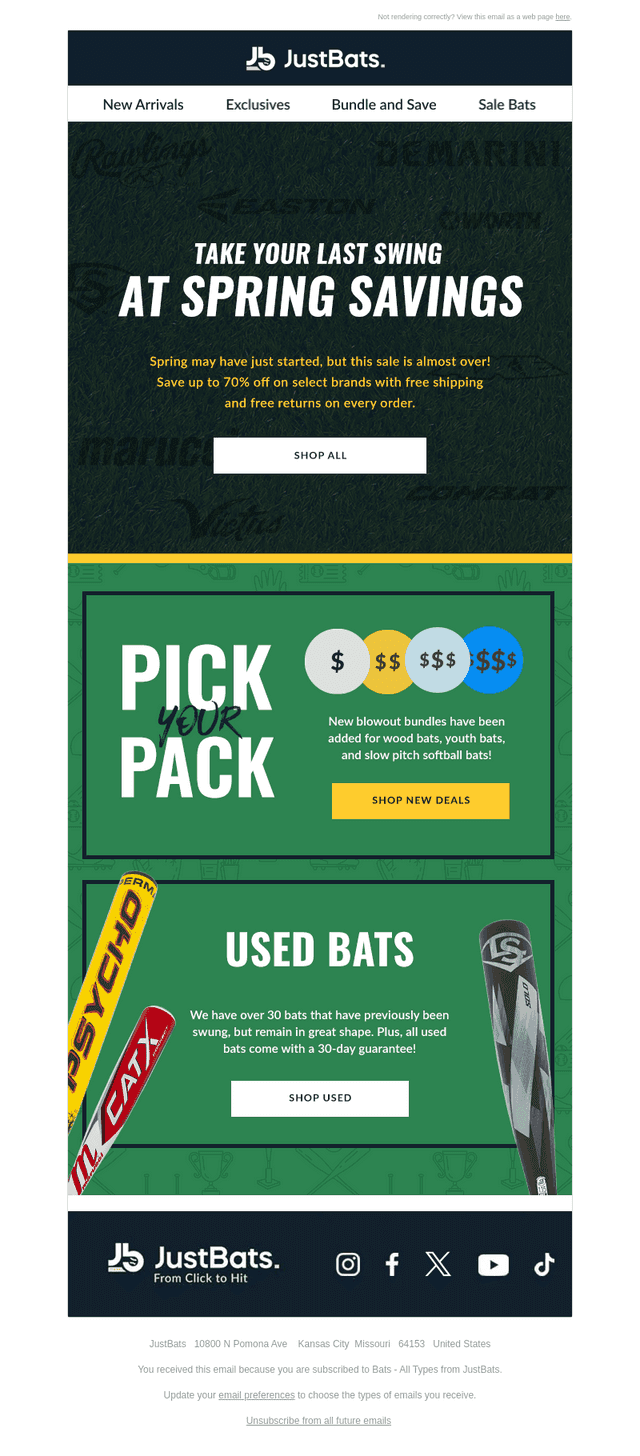 Up to 70% off select bats! 🤑