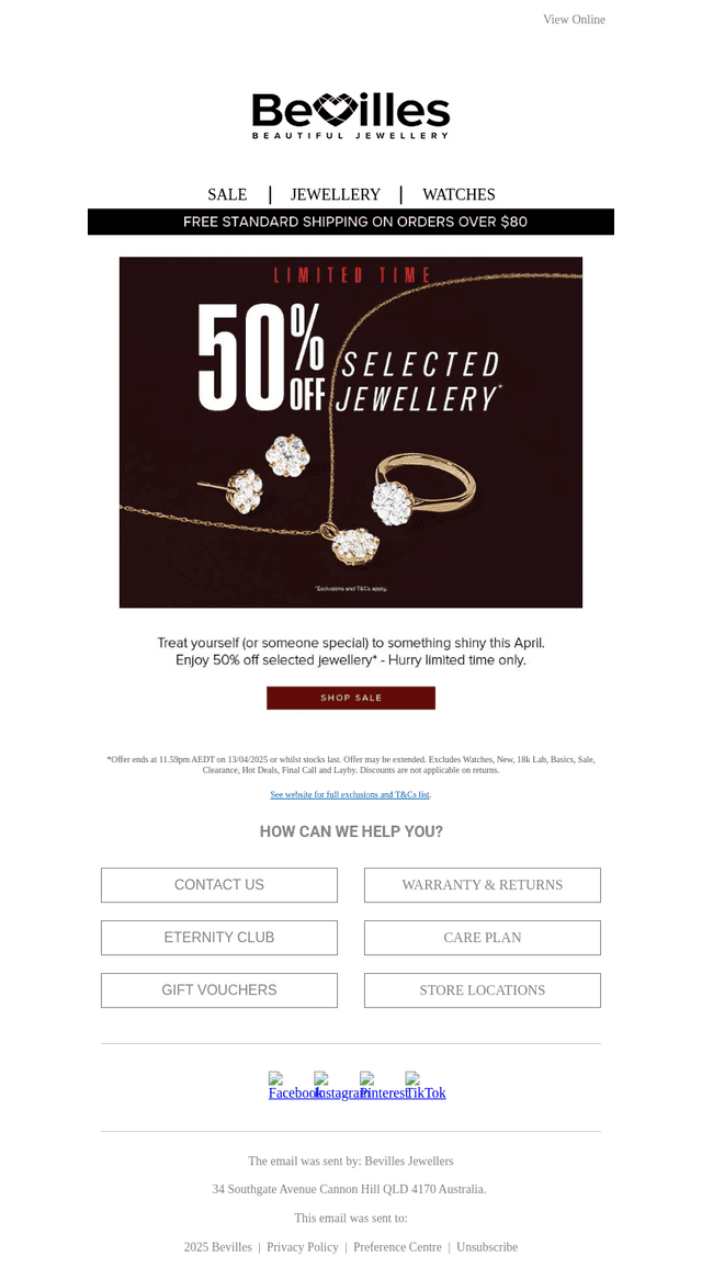 50% Off Selected Jewellery