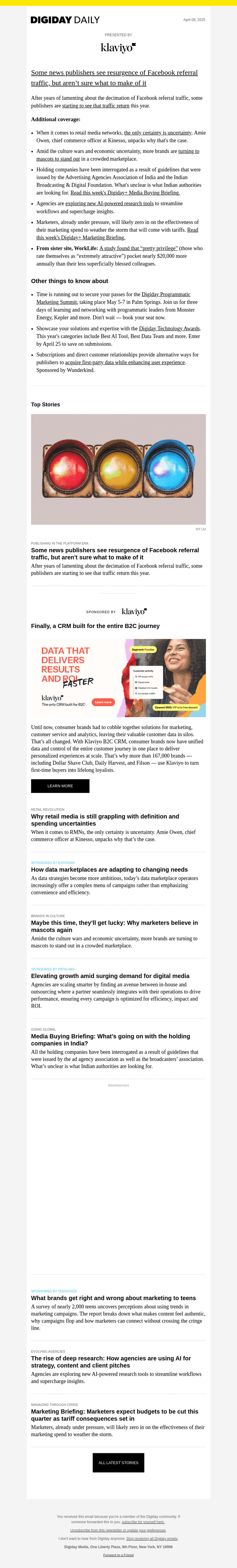 Digiday email from Tue, Apr 8, 2025