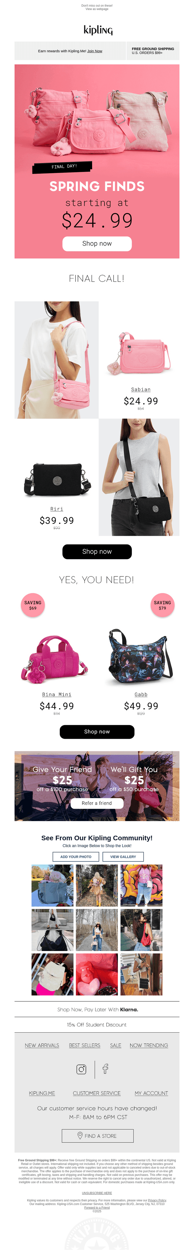 LAST Day! $24.99 Springy Styles!