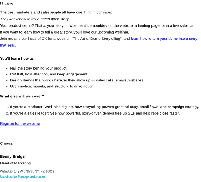Walnut email from Tue, Apr 8, 2025