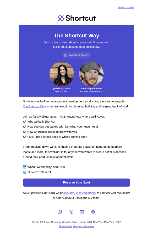 Shortcut email from Tue, Apr 8, 2025