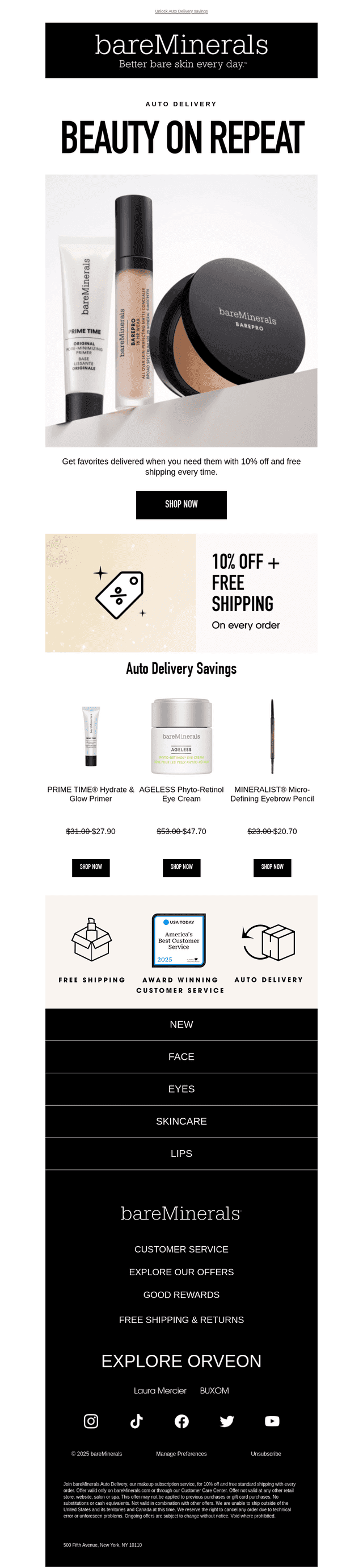 Save 10% + FREE shipping on every order