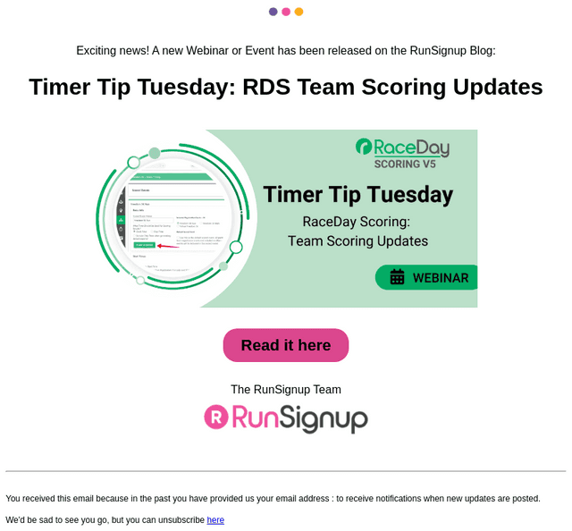 New Webinar/Event Alert! - Timer Tip Tuesday: RDS Team Scoring Updates