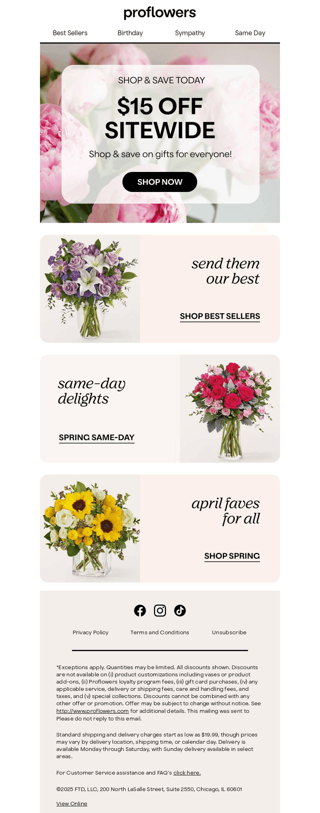 Stylish Blooms: $15 Off Your Order!