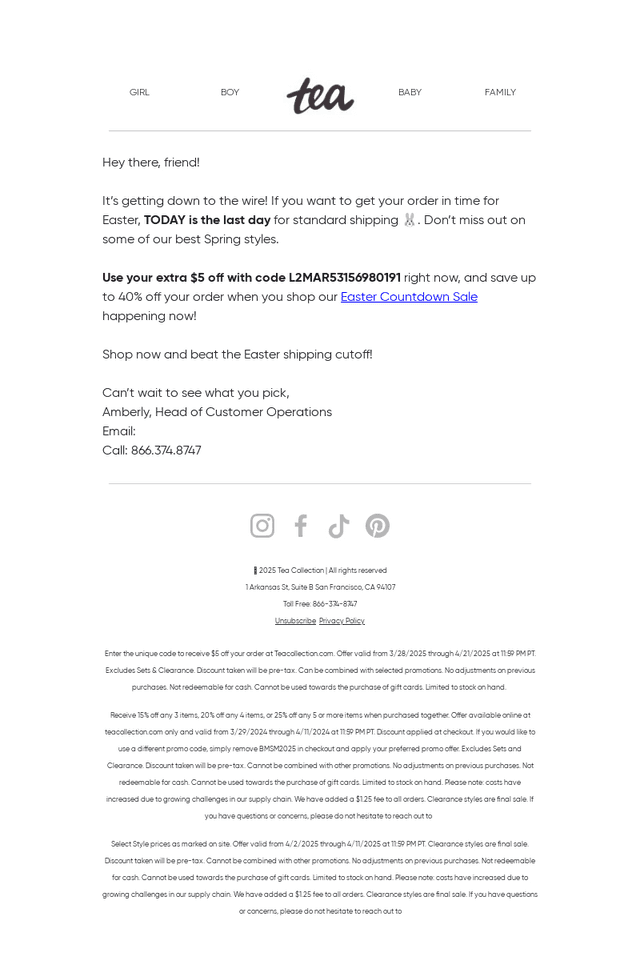 Tea Collection email from Wed, Apr 9, 2025