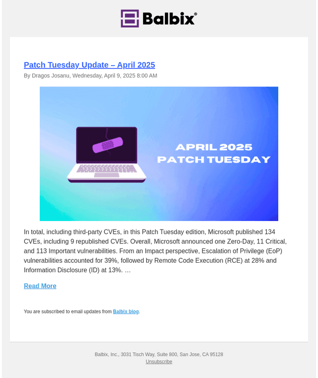 Patch Tuesday Update – April 2025
