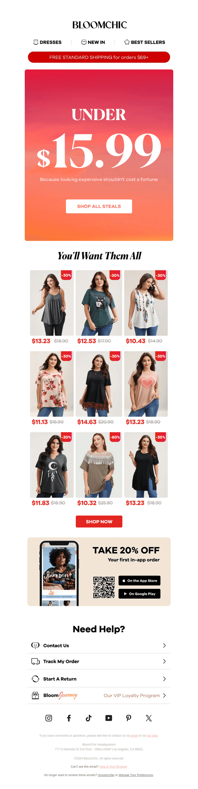 Going Fast! $15.99 Styles
