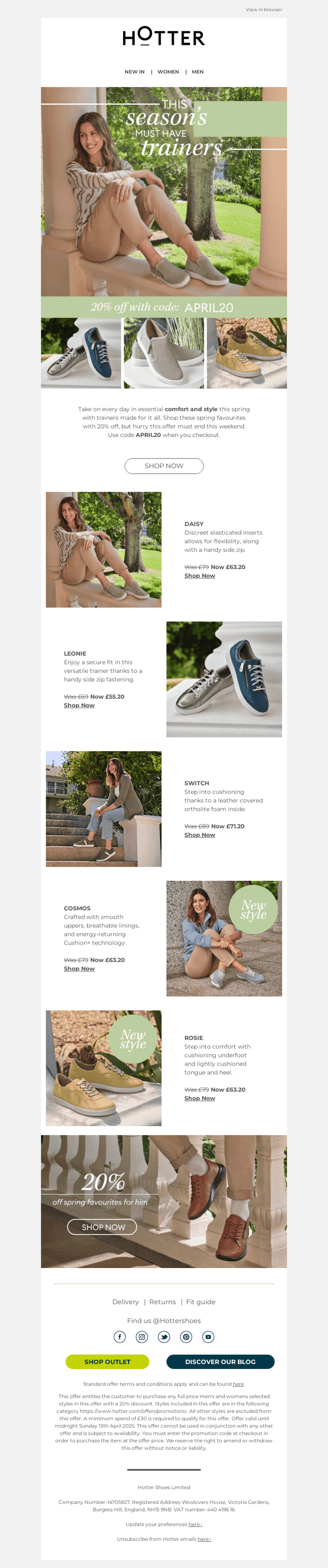 20% off trainers | Perfect for spring days out