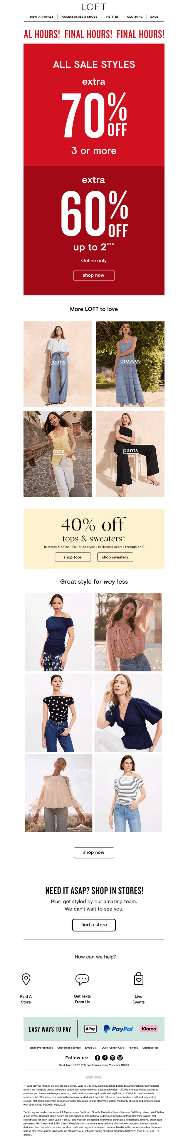 FINAL HOURS: Extra 70% off 3+ NEW markdowns