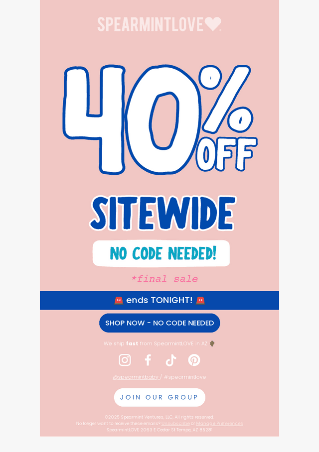 🚨 Last Call: 40% Off Everything