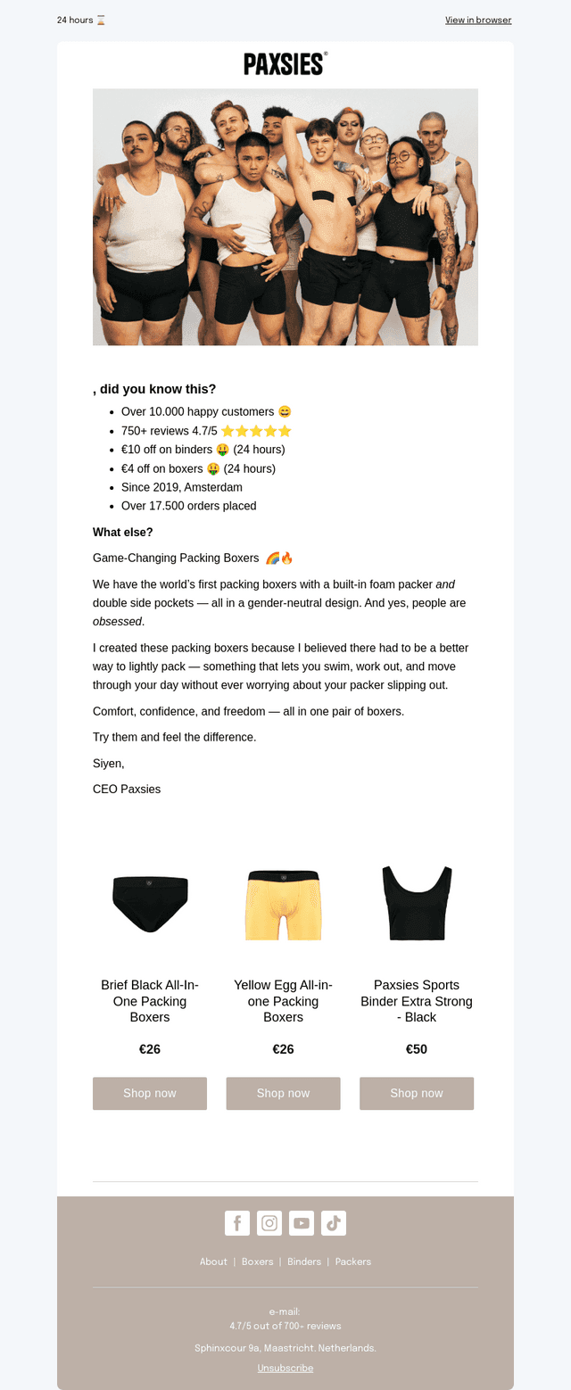 €10 off binders, €4 off boxers