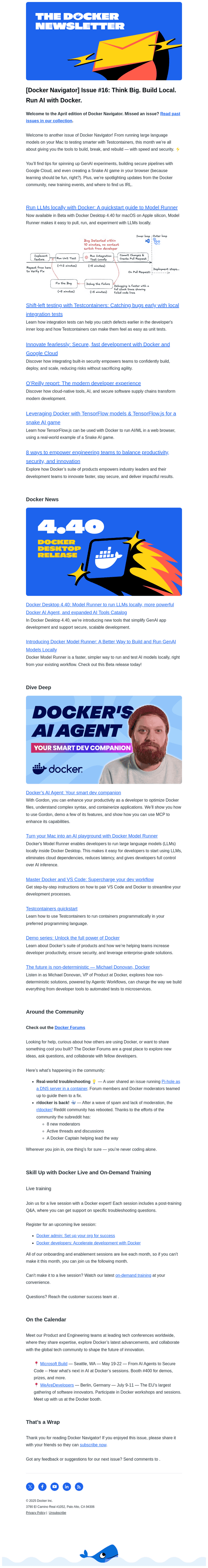 [Docker Navigator] Issue #16: Think Big. Build Local. Run AI with Docker.