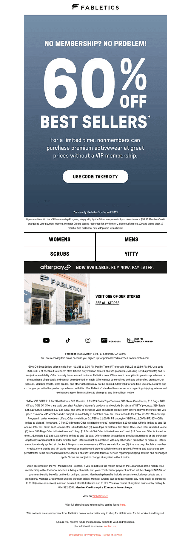 Fabletics email from Tue, Apr 15, 2025