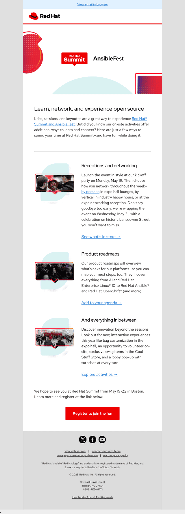 On-site activities designed to inspire
