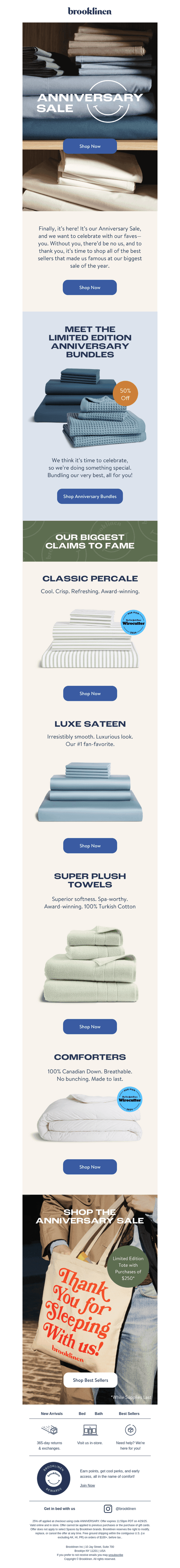 Brooklinen email from Wed, Apr 16, 2025