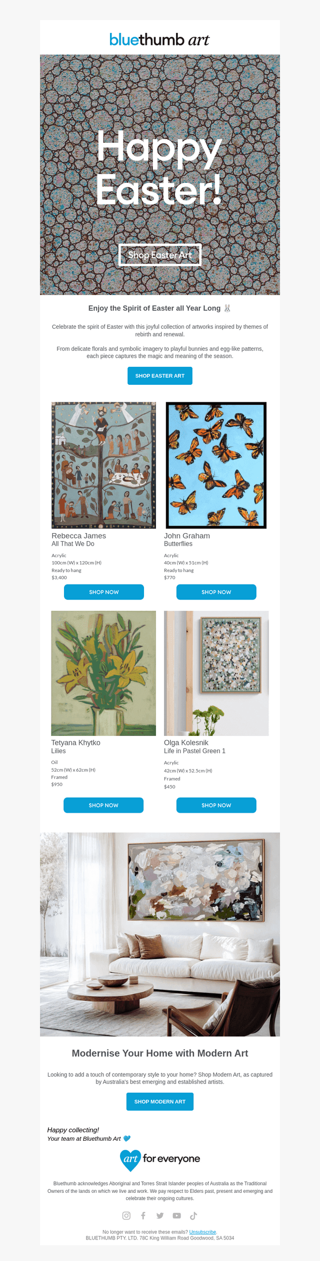 Bluethumb email from Thu, Apr 17, 2025