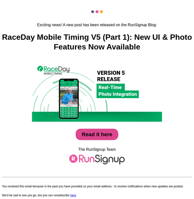 RunSignUp email from Fri, Apr 18, 2025