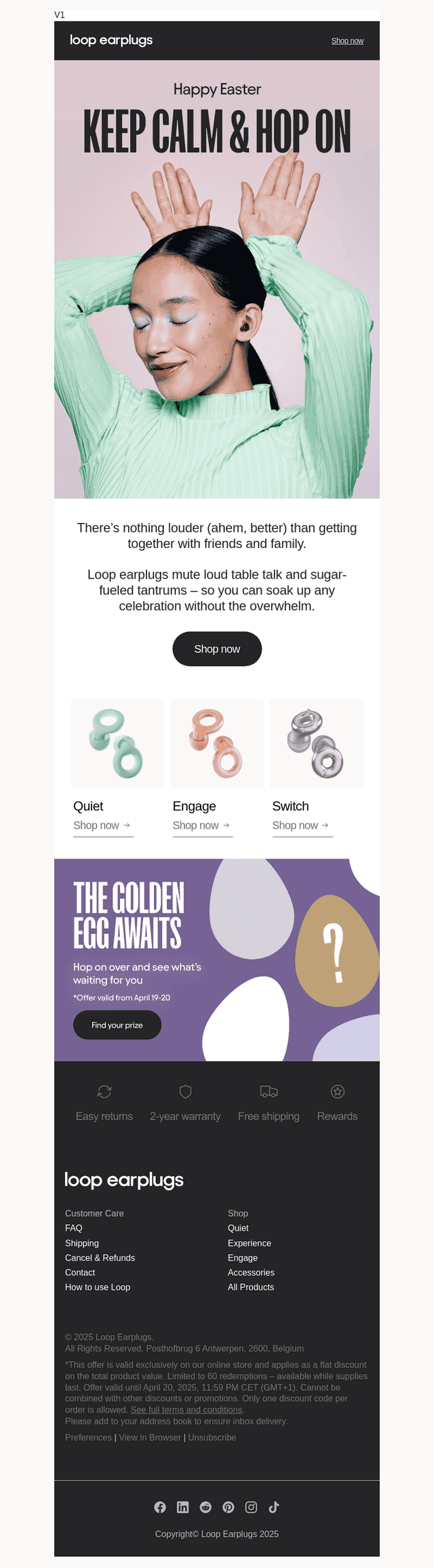 Loop Earplugs email from Sat, Apr 19, 2025