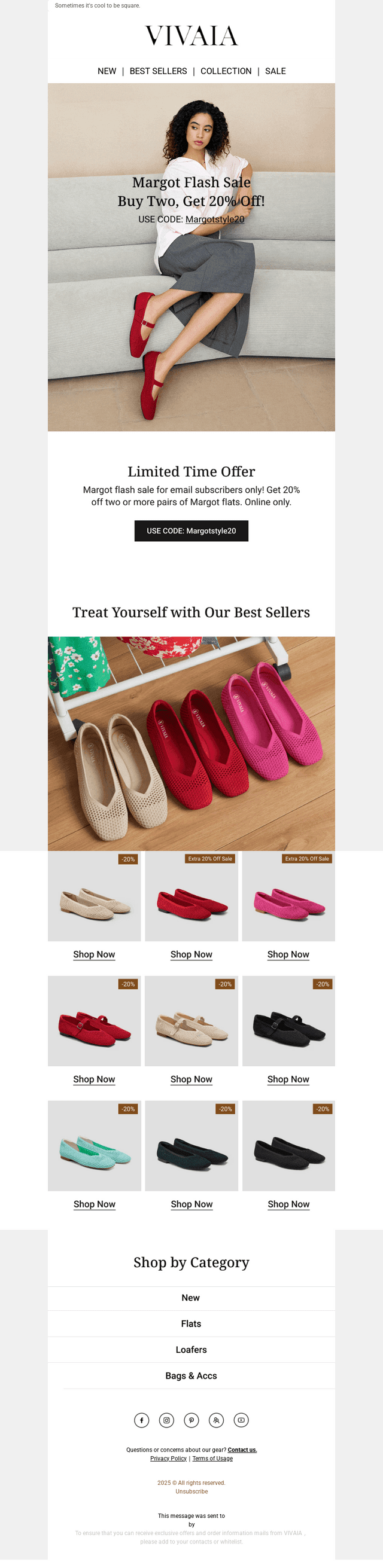 🚨 Ends Tonight: 20% OFF Square-Toe Flats!