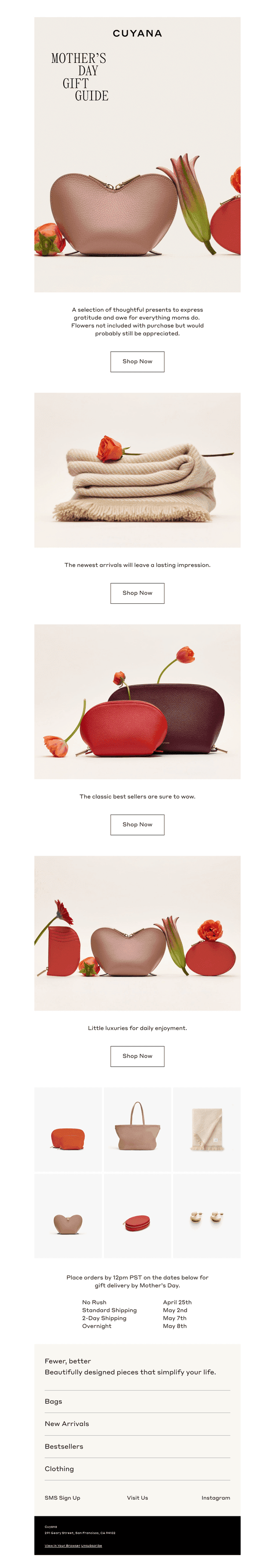 Cuyana email from Mon, Apr 21, 2025