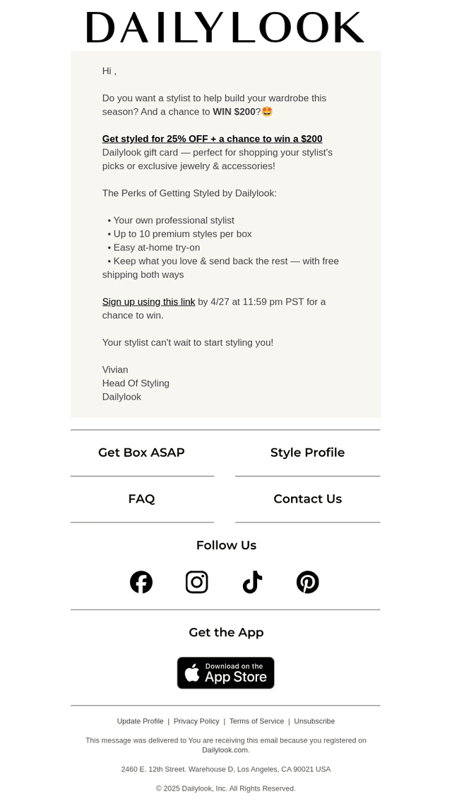 DailyLook email from Mon, Apr 21, 2025
