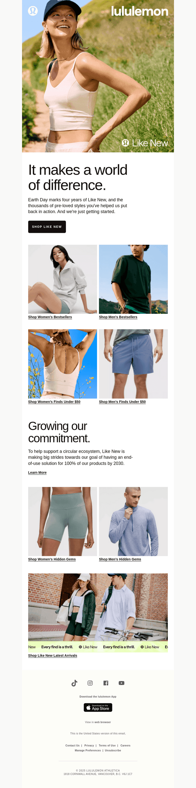 lululemon email from Mon, Apr 21, 2025