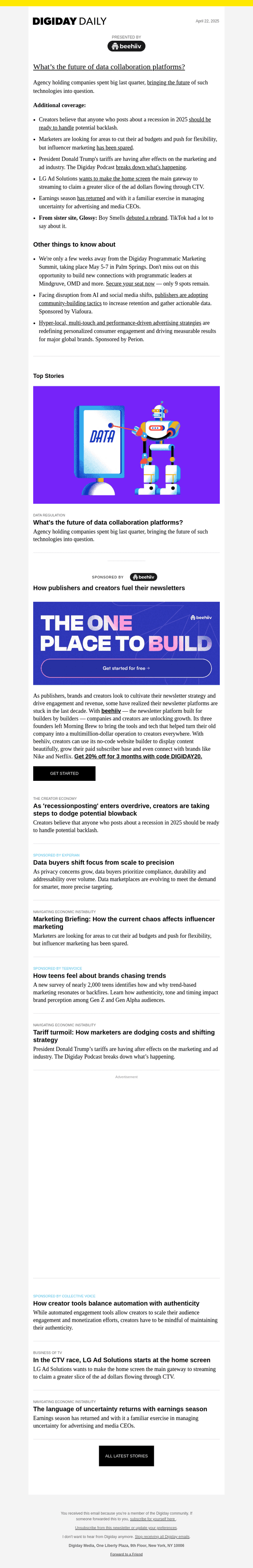 Digiday email from Tue, Apr 22, 2025