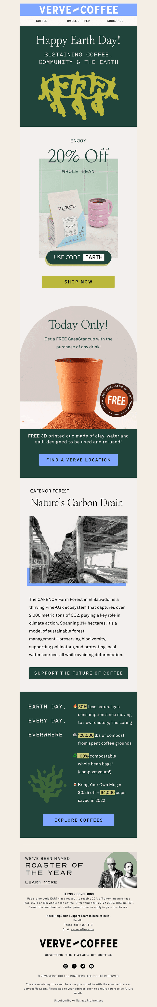 Verve Coffee Roasters email from Tue, Apr 22, 2025