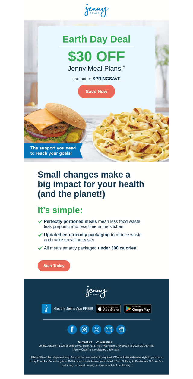 Jenny Craig email from Wed, Apr 23, 2025