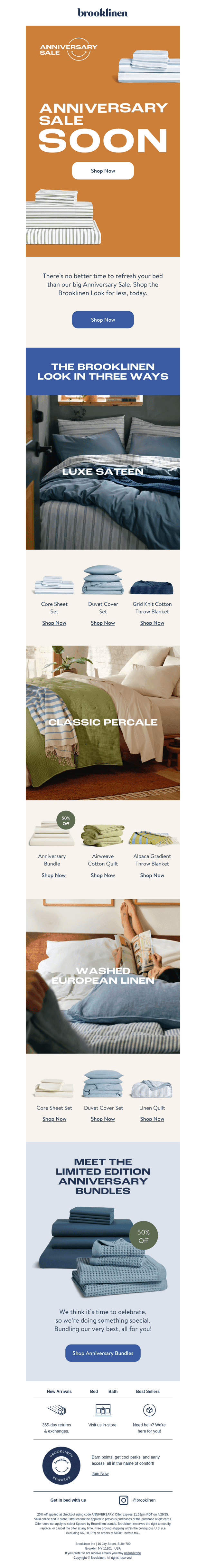 Brooklinen email from Wed, Apr 23, 2025