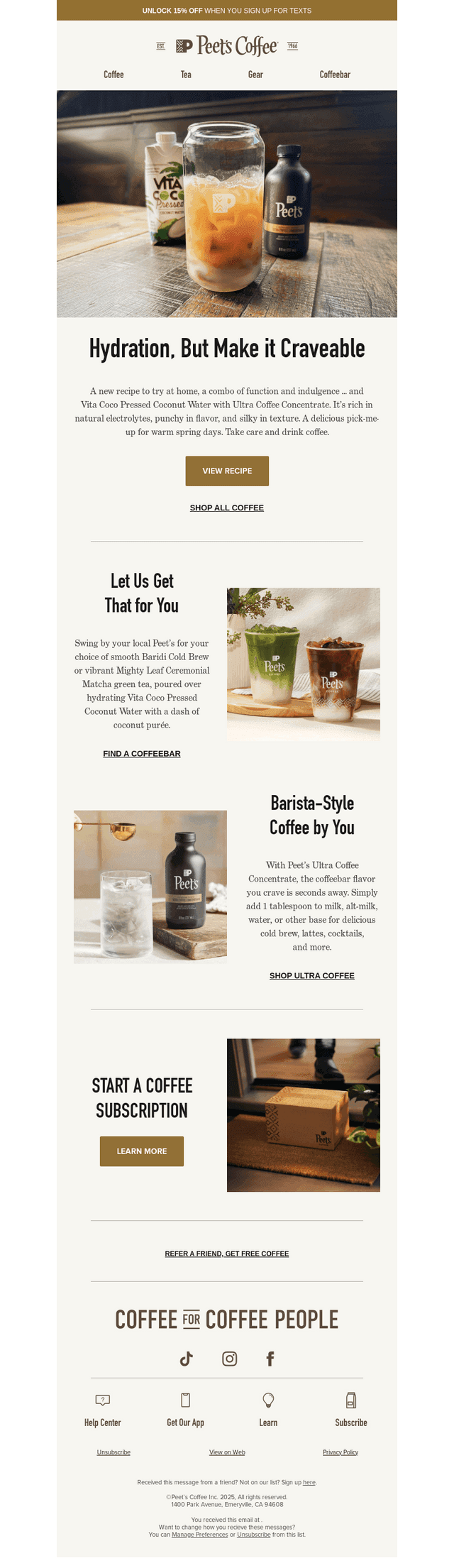 Peet's Coffee email from Fri, Apr 25, 2025
