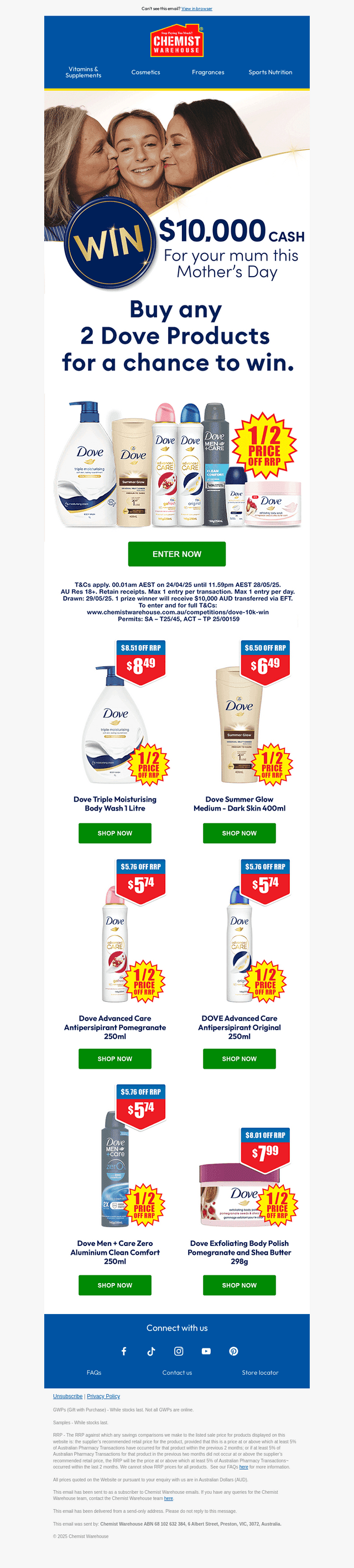 WIN $10,000 cash with Dove!