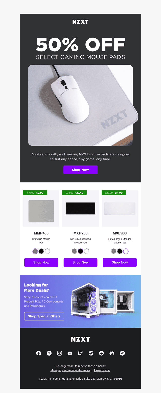 50% Off NZXT Mouse Pads