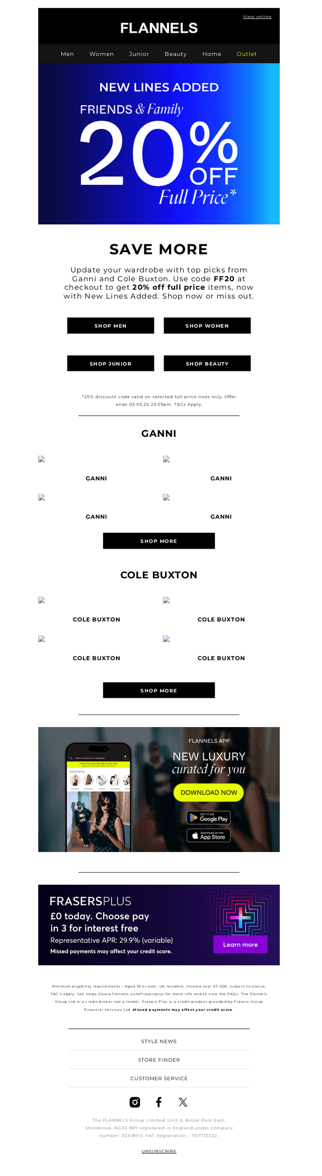 20% off Ganni and Cole Buxton