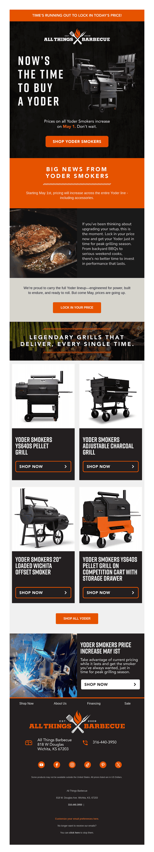 Yoder prices will go up soon. Act now.