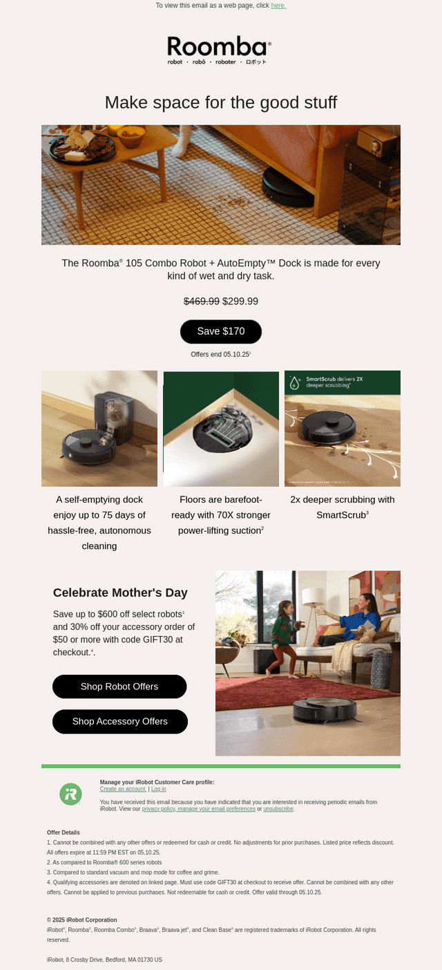 iRobot email from Sun, Apr 27, 2025