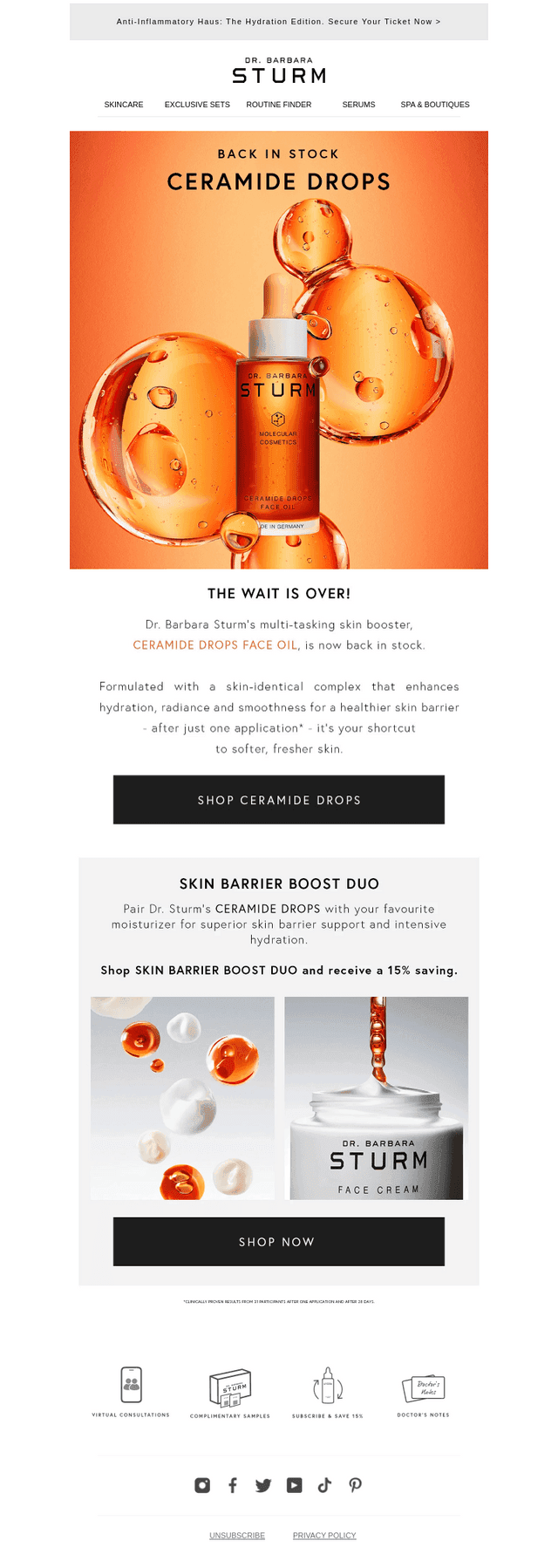 Back in stock: CERAMIDE DROPS 🧡