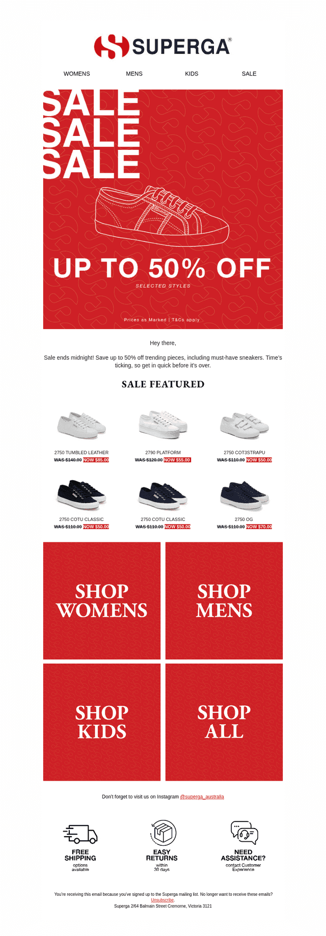 Superga Australia email from Sun, Apr 27, 2025