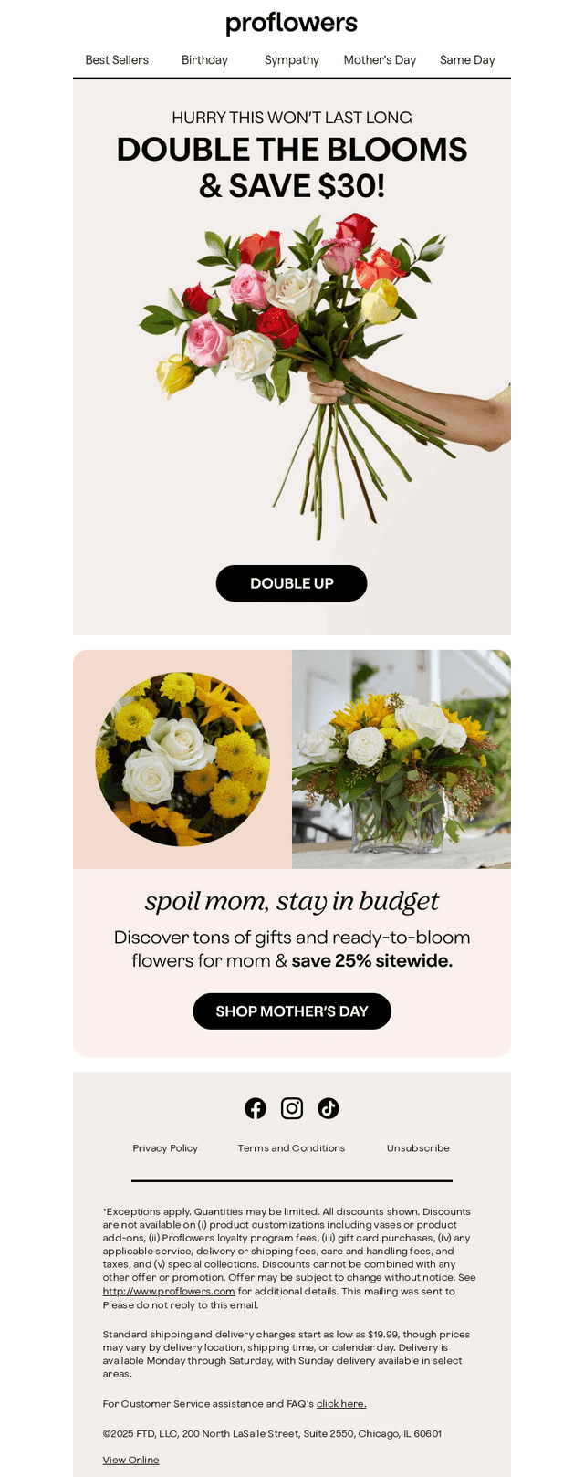 Save $30 when you double the blooms!