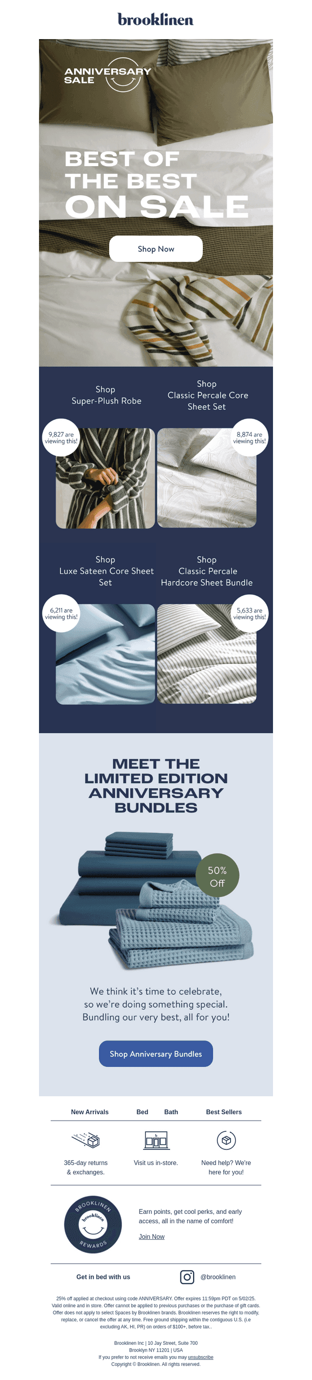 Brooklinen email from Mon, Apr 28, 2025