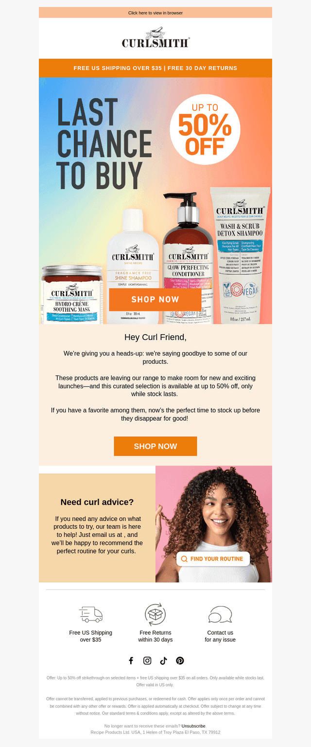 Curlsmith USA email from Tue, Apr 29, 2025