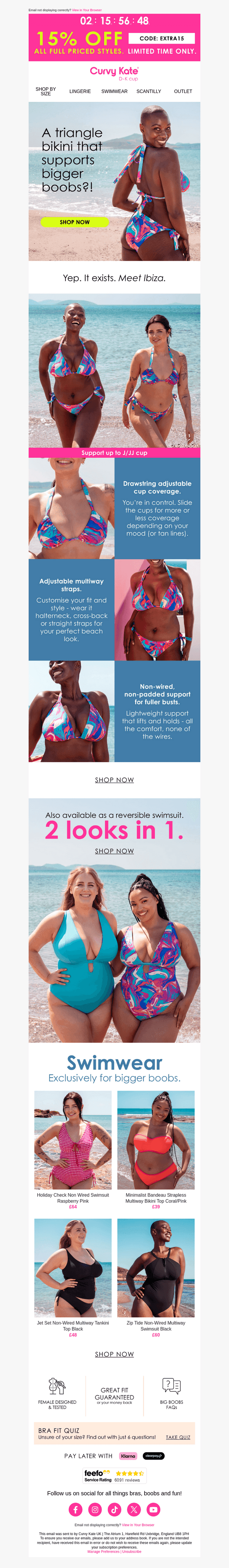 15% OFF BRAS AND BIKINIS