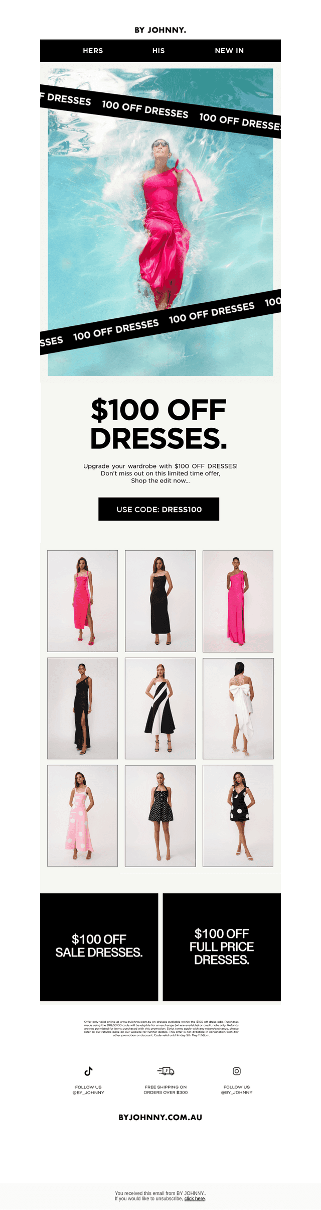 $100 OFF DRESSES.