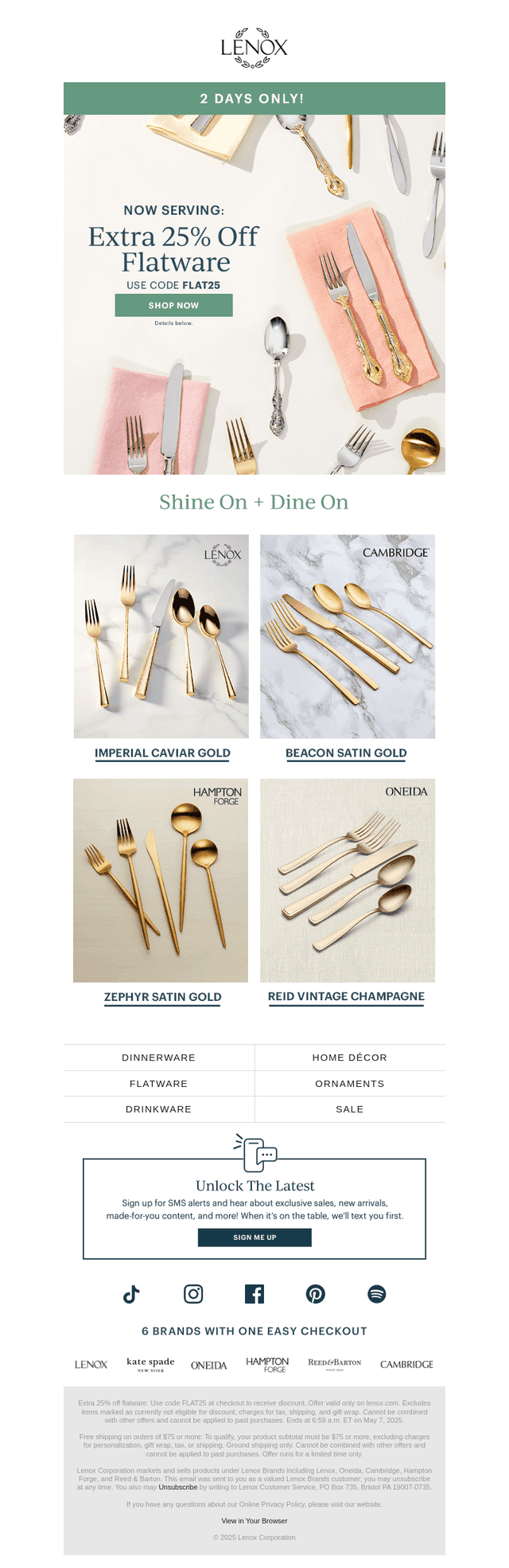 Now Serving: 25% Off Flatware