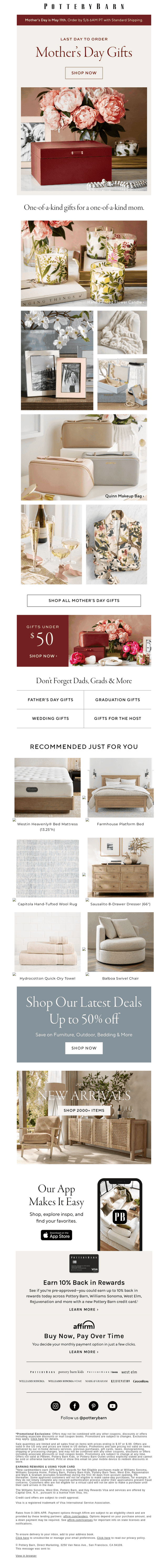 Pottery Barn email from Mon, May 5, 2025