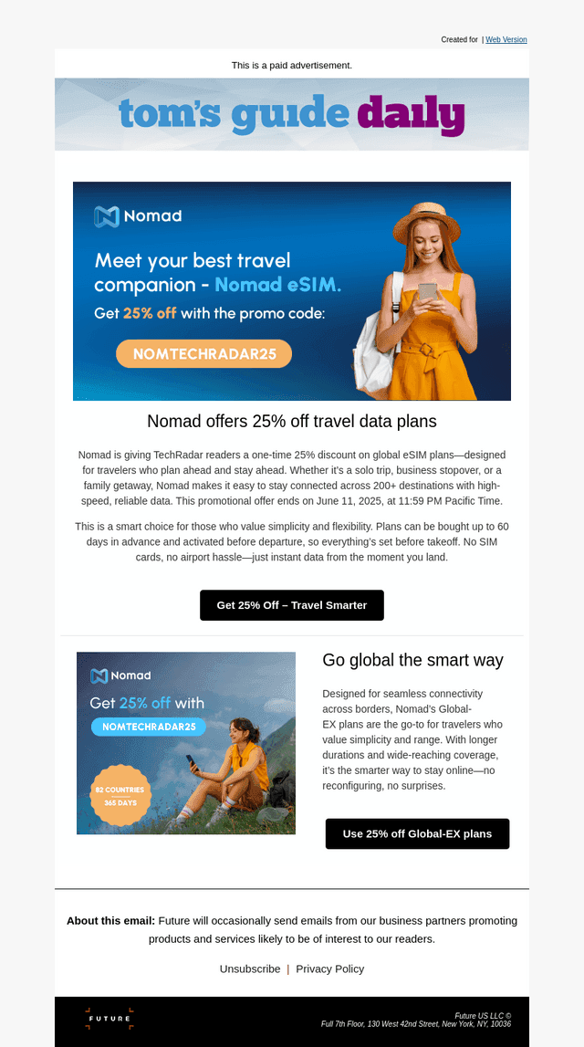 Nomad offers 25% off travel data plans
