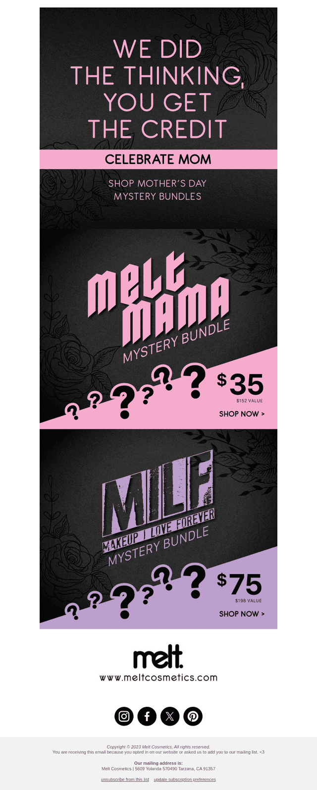 Melt Cosmetics email from Mon, May 5, 2025