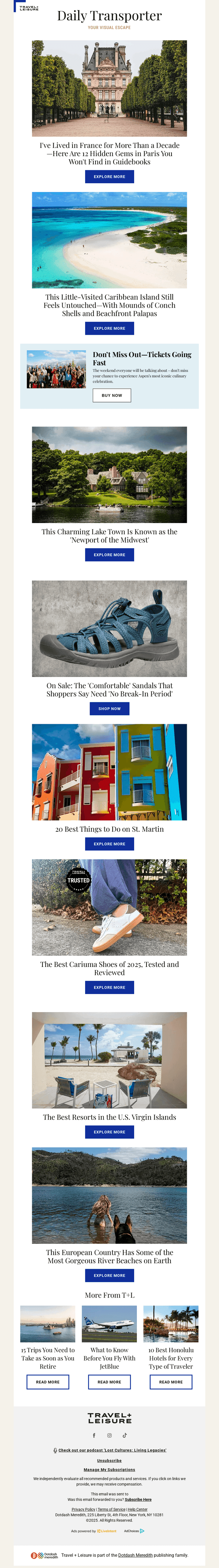 Travel + Leisure email from Tue, May 6, 2025