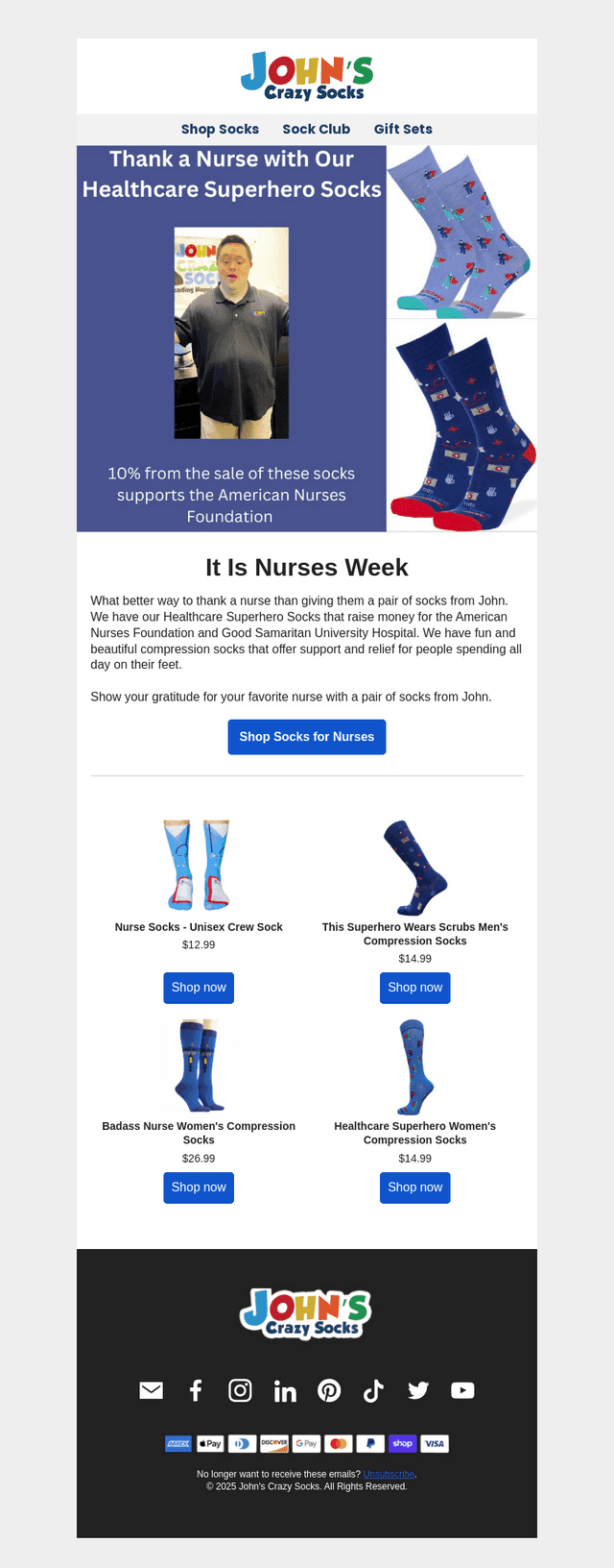 Thank a Nurse with Socks from John